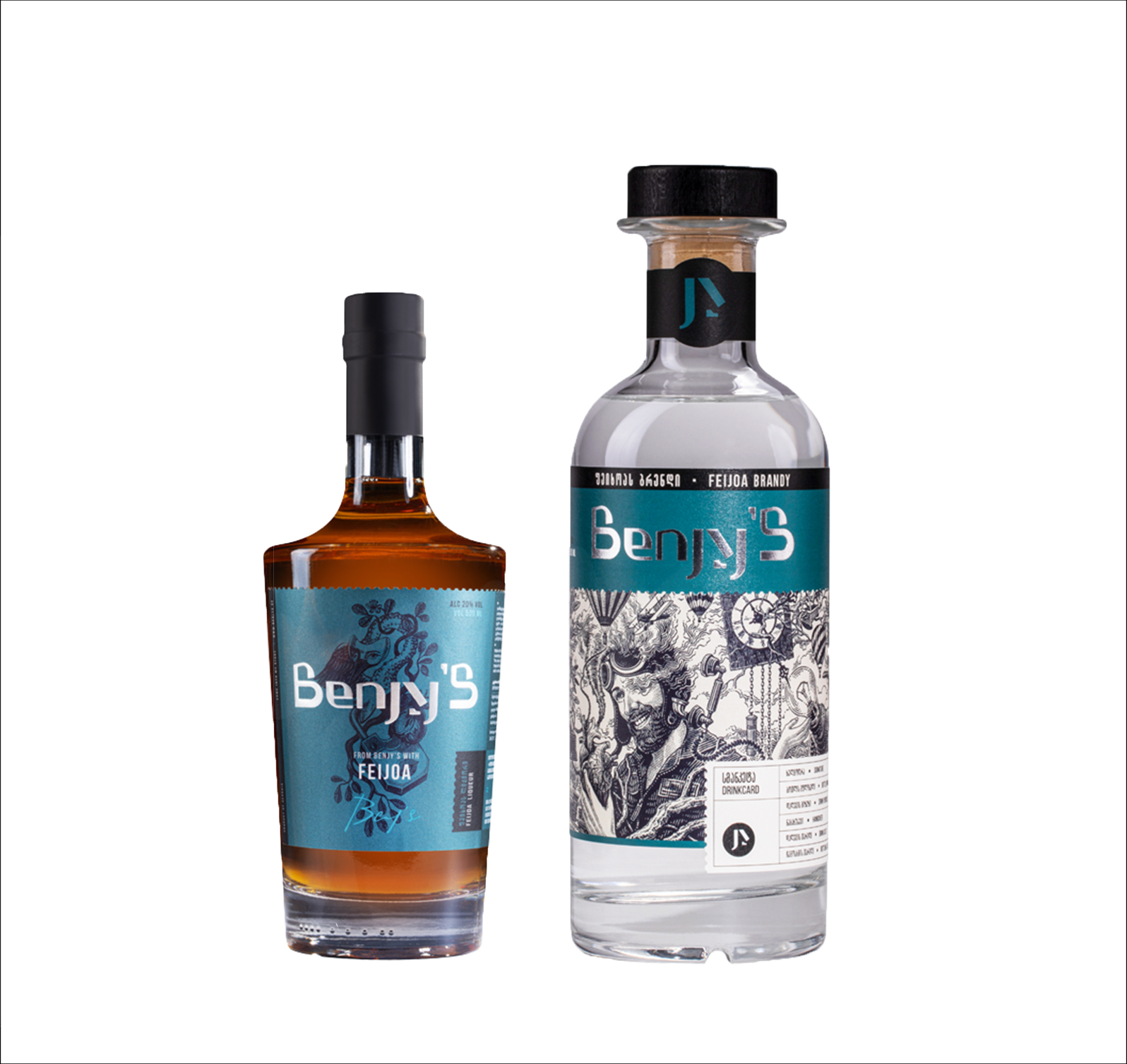 Bennji Feijoa brandy and liqiour budle ბენჟი, ფეიხოას ბრენდი 700მლ + ბენჟი ფეიხოას ლიქიორი 500მლ - Image 1